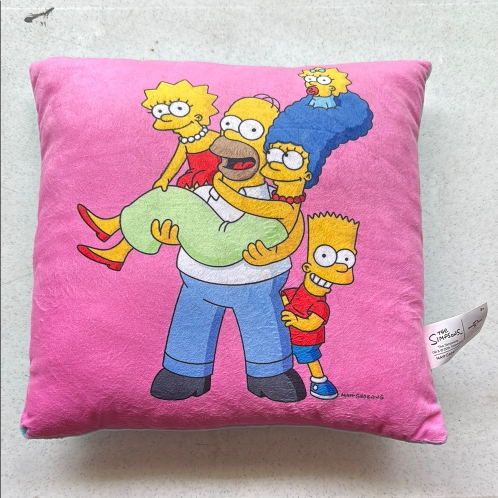 Pink Simpsons Family Throw Pillow